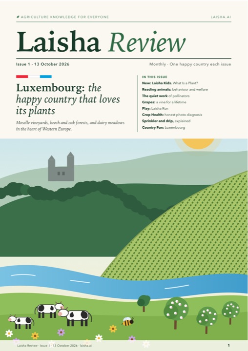 Cover of Laisha Review Issue 1, 13 October 2026: Luxembourg: the happy country that loves its plants