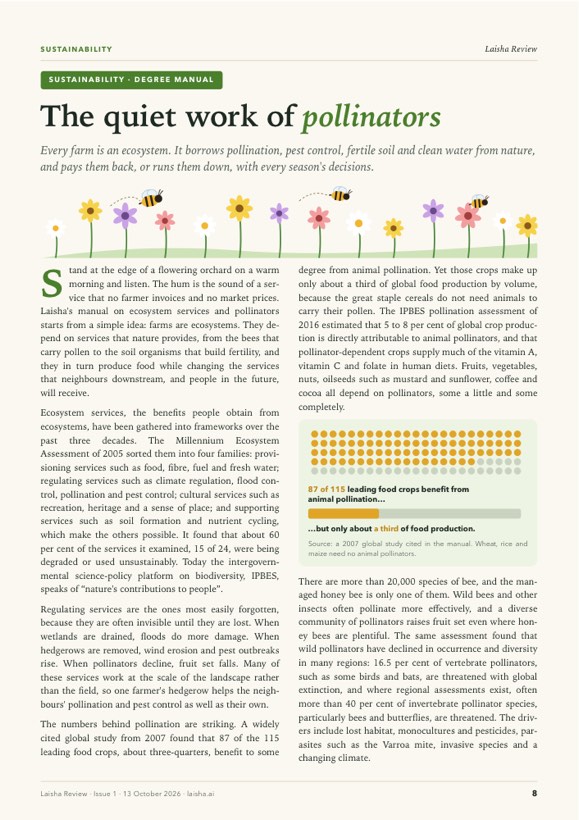 Page 8 of Laisha Review Issue 1: The quiet work of pollinators