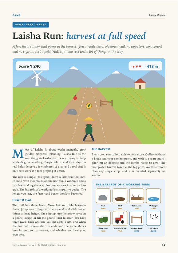 Page 12 of Laisha Review Issue 1, where this article begins